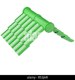 3D-Illustration Dach aus grünen Fliesen. Industrial Building Design. Stockfoto