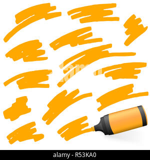 Farbigen Textmarker mit Markierungen Stockfoto