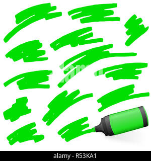 Farbigen Textmarker mit Markierungen Stockfoto
