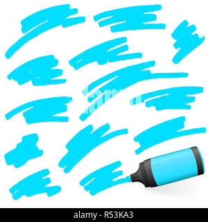 Farbigen Textmarker mit Markierungen Stockfoto