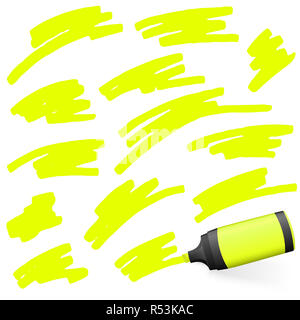 Farbigen Textmarker mit Markierungen Stockfoto