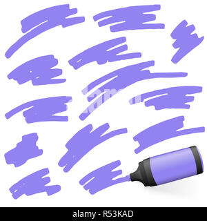 Farbigen Textmarker mit Markierungen Stockfoto