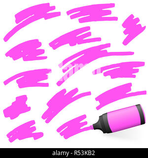 Farbigen Textmarker mit Markierungen Stockfoto