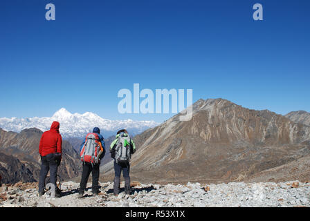 Kangchenjunga vom Lumba Sumba La im östlichen Nepal gesehen Stockfoto