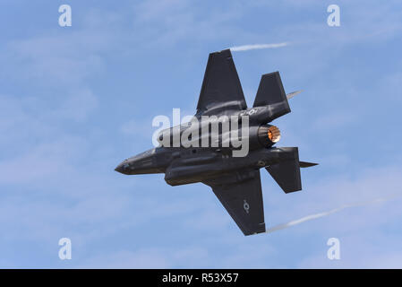 USAF F-35 Lightning II Kampfflugzeug Ebene auf der Royal International Air Tattoo, RIAT 2018, RAF Fairford. United States Air Force Stealth Fighter fliegen Stockfoto