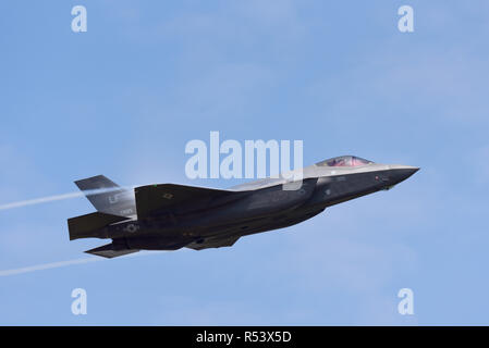 USAF F-35 Lightning II Kampfflugzeug Ebene auf der Royal International Air Tattoo, RIAT 2018, RAF Fairford. United States Air Force Stealth Fighter fliegen Stockfoto