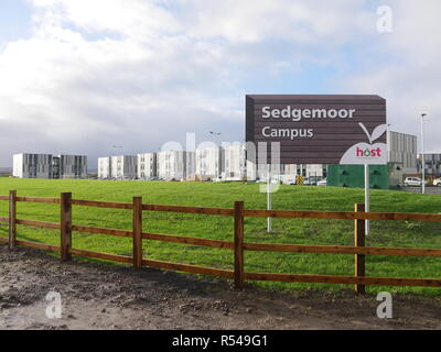 Atomkraftwerk Arbeiter Unterkunft. Sedgemoor Campus. Bridgwater, Somerset, UK. Stockfoto