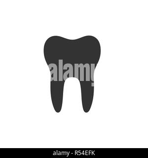 Isolierte Zahn flachbild Symbol auf weißem Hintergrund. Stock Vektor