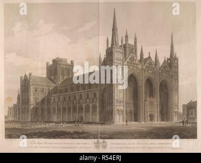 North West Blick auf die Kathedrale von Peterborough. N.W. Blick auf die Kathedrale von Peterborough. 1807. Quelle: Karten K. Top. 32.13. n. Sprache: Englisch. Autor: Buckler, J. LEWIS, FRIEDRICH CHRISTIAN. Stockfoto