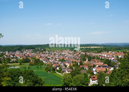 Blick vom St. barbarakapelle auf Karlsbad Stockfoto