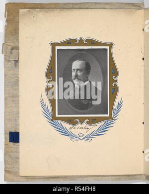 Porträt eines Mitgliedstaats. 107. Jahrestag der Unabhängigkeit der Vereinigten Staaten - Achte und Veranstaltungsräume des kommerziellen Club von Kansas City, Ma. Midland Hotel, 19. November 1902. [Eine Sammlung von Speisekarten der Abendessen und Berichte von Feierlichkeiten in den Vereinigten Staaten von Amerika in den Jahren 1890-1904, gebildet von Miss F.E. Buttolph. In drei Bänden gebunden.]. [1890-1904]. Quelle: C.120. F. 2 Band 2 Nr. 12. Sprache: Englisch. Stockfoto