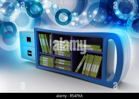 Usb-Laufwerk mit Datei Ordner Stockfoto