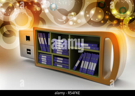 Usb-Laufwerk mit Datei Ordner Stockfoto