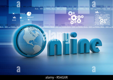 Online-Darstellung mit Globus. Stockfoto