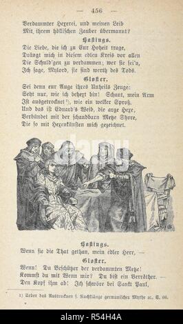 Eine Szene aus "Richard III". Shakespeares dramatische Werke, uÌˆbersetzt von A.-W. und L. v. Schlegel Tieck. [Von M.Bernays.] bearbeitet werden. Berlin; Leipzig, 1874. Quelle:11664. b. 7. (2), Seite 456. Sprache: Deutsch. Stockfoto