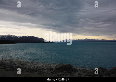 Blick auf Mt. Cook mit Lake Pukaki Neuseeland Stockfoto