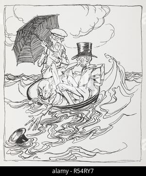 Drei Männer, die in eine Schüssel auf dem Meer. Mother Goose. Die alte Kinderreime. Mit Ill. von Arthur Rackham. London: William Heinemann, [1913]. Quelle: 11646.h.32. Seite 141. Stockfoto