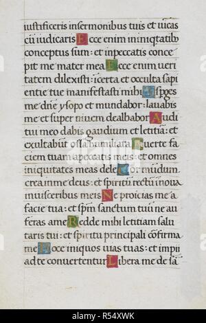 Text Seite; Psalm 50. Mirandola Stunden. Italien, ca. 1490-1499. {Ganze folio] Text Seite vom Büro der Toten; Psalm 50 Bild von Mirandola Stunden genommen. Ursprünglich veröffentlicht in Italien produziert, ca. 1490-1499. Quelle: Hinzufügen. 50002, f.107. Sprache: Latein. Stockfoto