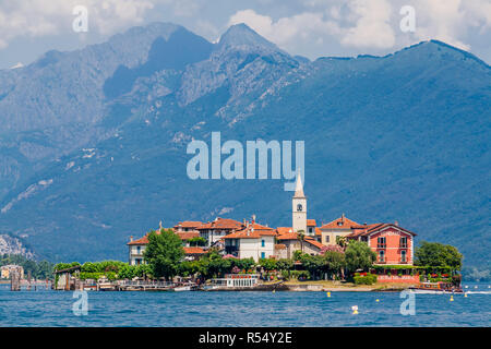 Lago Maggiore, Italien, 9. Juli 2012: Isola dei Pescatori, Fischer's Island, der Nördlichste der drei Borromäischen Inseln Stockfoto