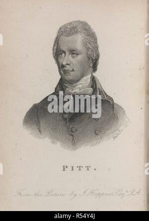 William Pitt, bekannt als Pitt der Jüngere (1759-1806). Englische Staatsmann. Porträt. Wählen Sie parlamentarischen Reden. [Mit einem Portrait.]. Baudry; BobÃ © e&Hingray: Paris, 1829. Quelle: 1489. n.43, frontispiz. Sprache: Englisch. Autor: Bull. Pitt, rechts Hon. William. Stockfoto