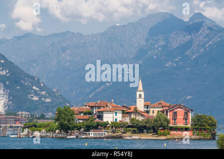 Lago Maggiore, Italien, 9. Juli 2012: Isola dei Pescatori, Fischer's Island, der Nördlichste der drei Borromäischen Inseln Stockfoto