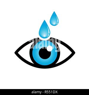 Blue eye mit Augentropfen Symbol auf weißem Hintergrund Vektor-illustration EPS 10 isoliert Stock Vektor