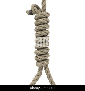 Seil Schleife am Hals auf einem weißen Hintergrund. 3D-Darstellung Stockfoto