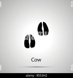 Kuh Pfoten, Schritte Abdrücke, einfache schwarze Silhouette auf Grau Stock Vektor