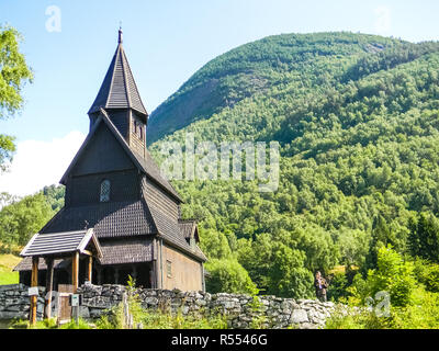 Die hölzerne Kirche Urnes, Norwegen Stockfoto