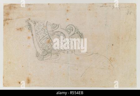 Leiter der Kanu. Zeichnungen, in Tusche, illustrative der ersten Reise Kapitän Cook, 1768 -1770, vor allem im Zusammenhang mit Otaheite und Neuseeland, durch A. Buchan, John-F.-Miller, und andere. 1768-1770. Quelle: Hinzufügen. 15508, Nr. 38. Stockfoto