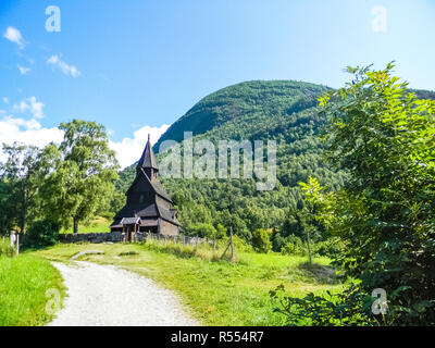 Die hölzerne Kirche Urnes, Norwegen Stockfoto