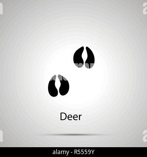 Rotwild Pfoten, Schritte Abdrücke, einfache schwarze Silhouette auf Grau Stock Vektor