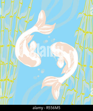 Japanische Karpfen koi Schwimmen Stockfoto