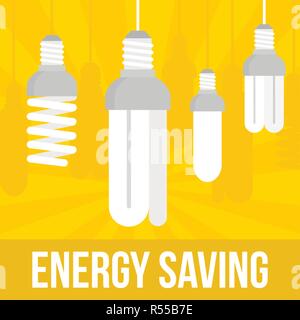 Energiesparlampe Konzept Hintergrund. Flache Abbildung: Energiesparlampe vektor Konzept Hintergrund für Web Design Stock Vektor
