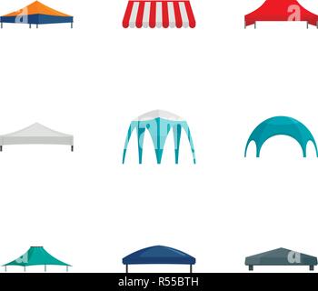 Kommerzielle zelt Icon Set. Flache Set von 9 kommerzielle Zelt Vector Icons für Web Design Stock Vektor