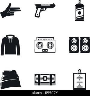 Street rap Icon Set. Einfacher Satz von 9 Street rap Vector Icons für Web Design auf weißem Hintergrund Stock Vektor