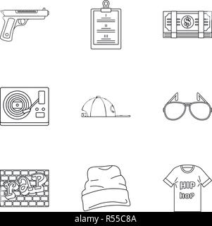 Street rap Icon Set. Umrisse Set von 9 Street rap Vector Icons für Web Design auf weißem Hintergrund Stock Vektor