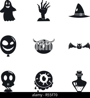 Scary Halloween Icon Set. Einfacher Satz von 9 scary halloween Vector Icons für Web Design auf weißem Hintergrund Stock Vektor