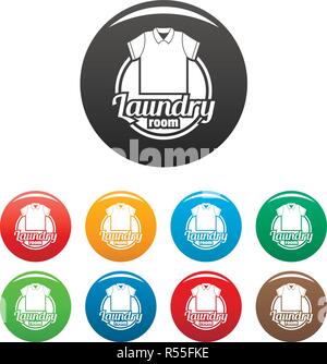 Kleidung Waschküche Icons Set 9 Farbe Vektor isoliert auf Weiss für jedes Design Stock Vektor