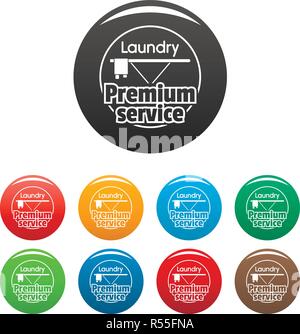 Wäscheservice Zimmer Icons Set 9 Farbe Vektor isoliert auf Weiss für jedes Design Stock Vektor