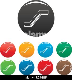 Glas Rolltreppe Icons Set 9 Farbe Vektor isoliert auf Weiss für jedes Design Stock Vektor
