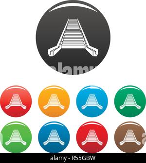 Rolltreppe Icons Set 9 Farbe Vektor isoliert auf Weiss für jedes Design Stock Vektor