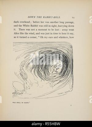 "Die weiße Kaninchen war noch nicht in Sicht." Alice, die Kaninchen - Loch nach dem weißen Hasen. . Alice's Adventures in Wonderland. London: Headley Bros., [1911]. Quelle: 012809.dd.24 auf Seite 19. Autor: SOPER, George. Charles Lutwidge Dodgson,, pseud. Lewis Carroll. Stockfoto