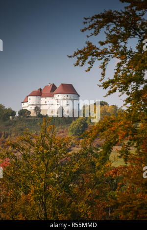 Ein Blick auf die Veliki Tabor Festung in Zagorje, Kroatien. Stockfoto