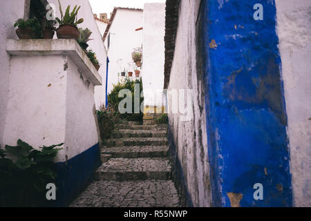 Allgemeine Ansichten von Obidos, Portugal während der Vila Natal Weihnachtsdorf. Stockfoto