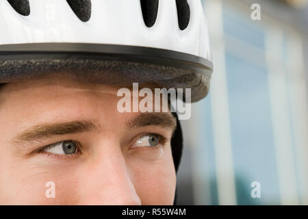 Gesicht eines Radfahrers Stockfoto
