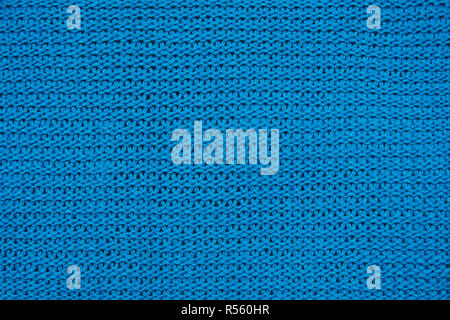 Blau gestrickt Hintergrund der Großen stricken Textur von Maschenware Stockfoto
