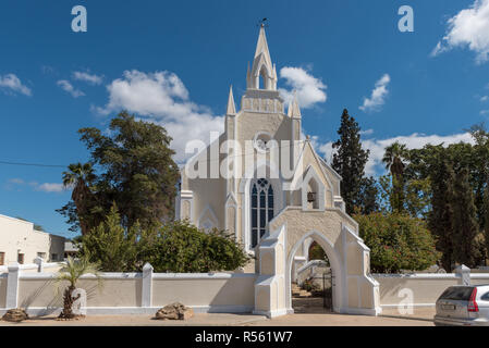 CLANWILLIAM, SÜDAFRIKA, 22. AUGUST 2018: Die historische erste Niederländische Reformierte Kirche in Clanwilliam in der Provinz Western Cape Stockfoto