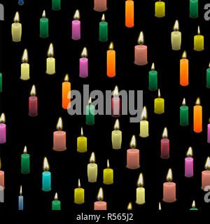 Farbige brennendes Wachs Kerzen nahtloses Muster Stockfoto
