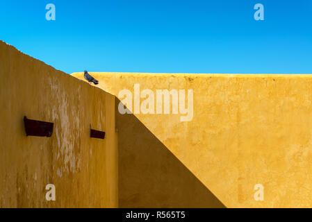 Gelbe Wand in einem Fort Stockfoto